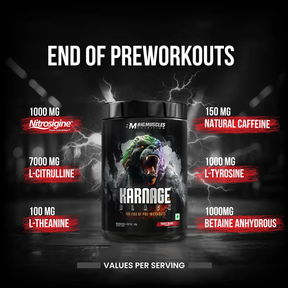 Bigmuscles Nutrition Karnage Black - Protein world