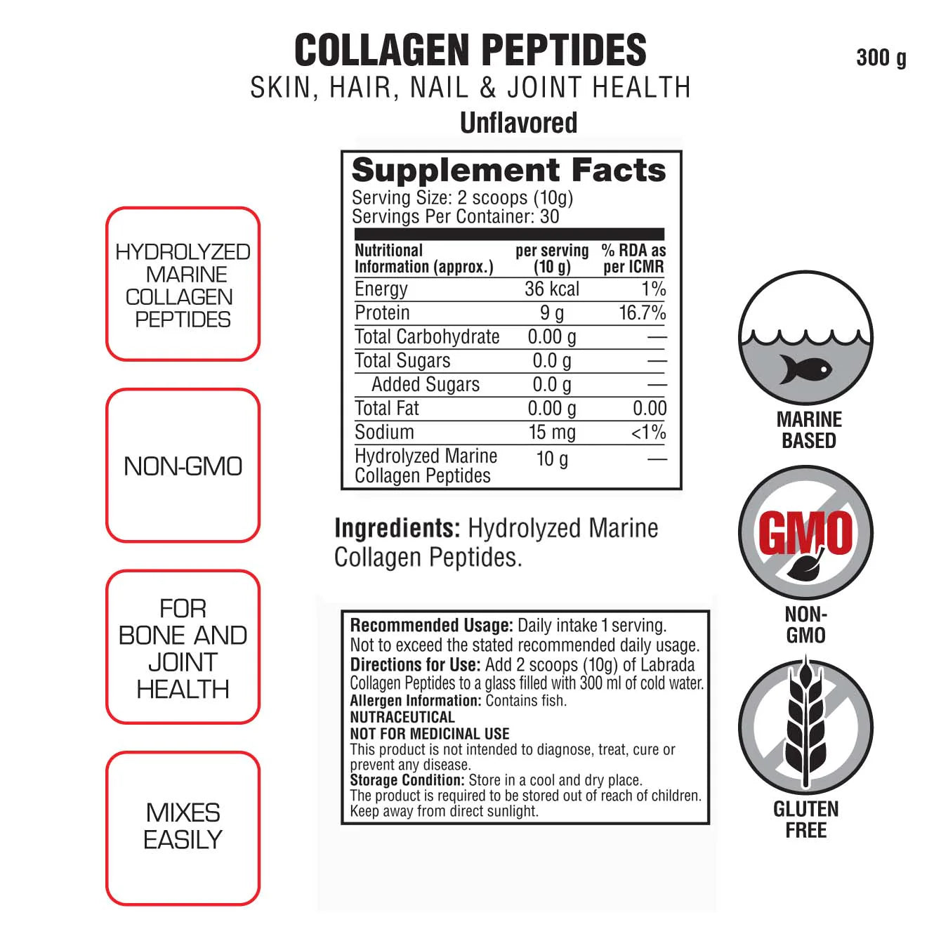 Labrada Marine Collagen Peptides 300g - Protein world