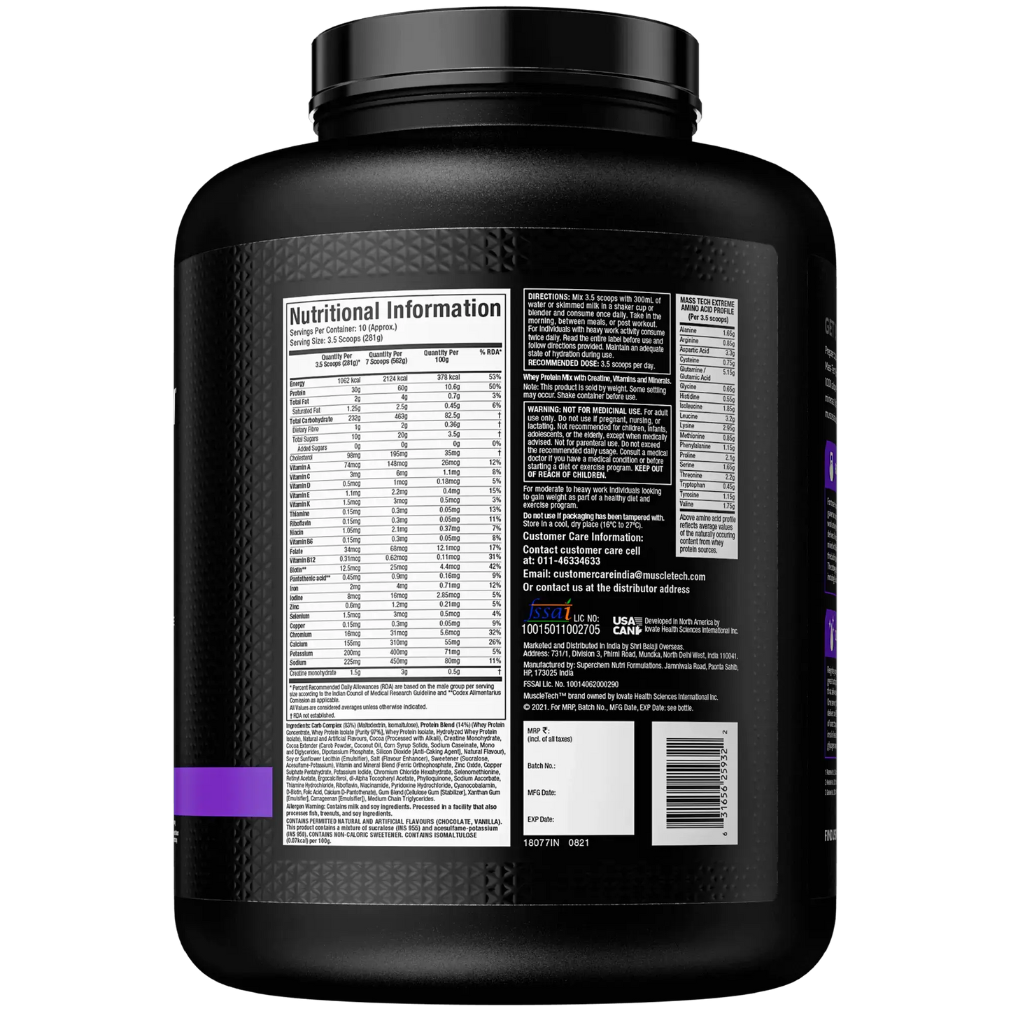 Muscletech Masstech Extreme 2000 Triple Chocolate Brownie 3kg - Protein world