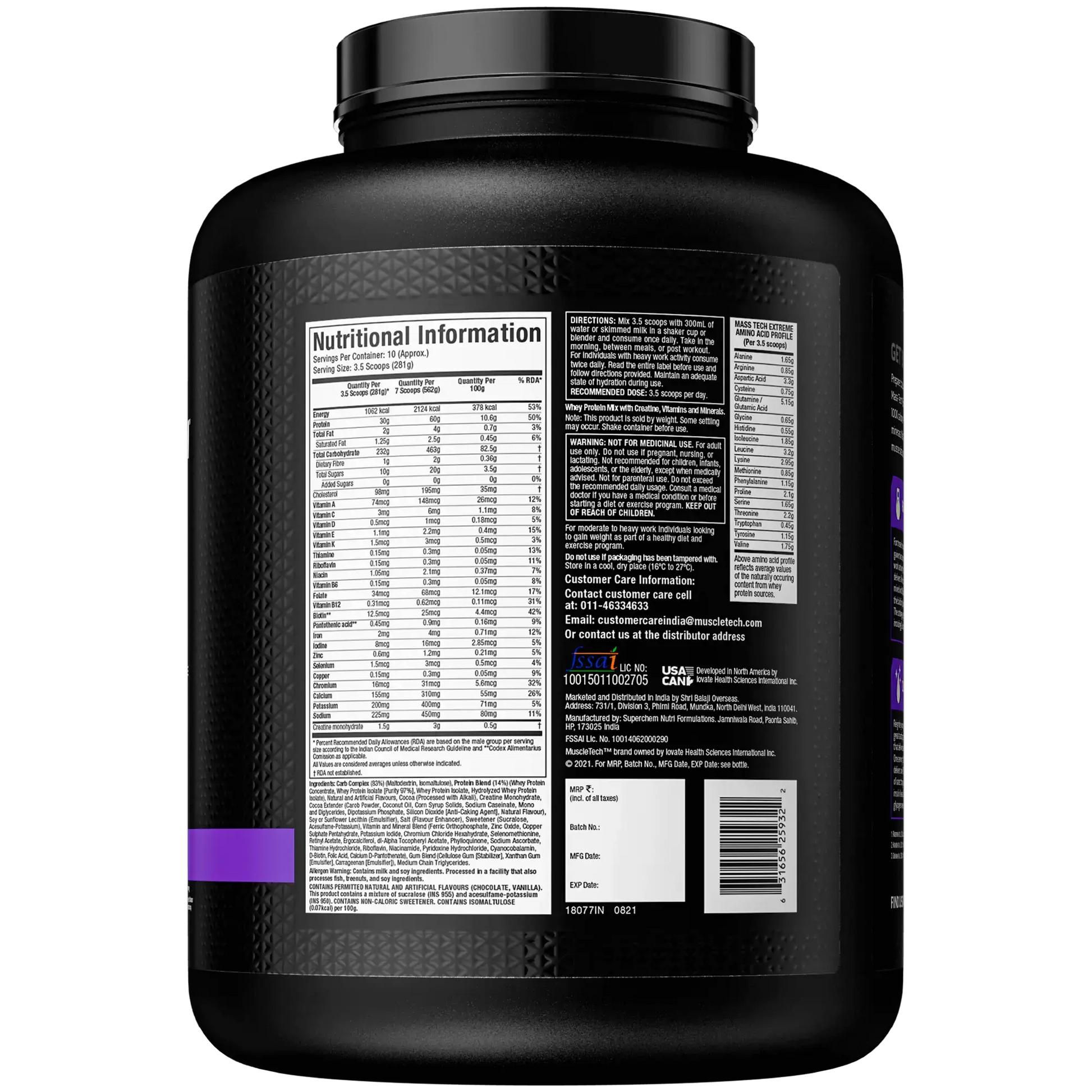 Muscletech Masstech Extreme 2000 Triple Chocolate Brownie 3kg - Protein world