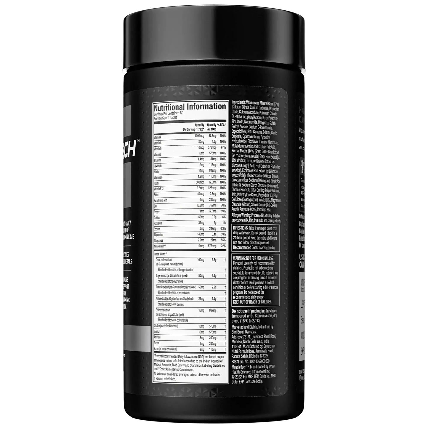 Muscletech Platinum Multivitamin 60 Tablets - Protein world
