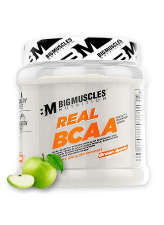 Bigmuscles Nutrition Real BCAA [50 Servings, Green Apple] -100% Micronized Vegan, Muscle Recovery & Endurance BCAA Powder, 5 Grams of Amino Acids, Keto Friendly, Caffeine Free